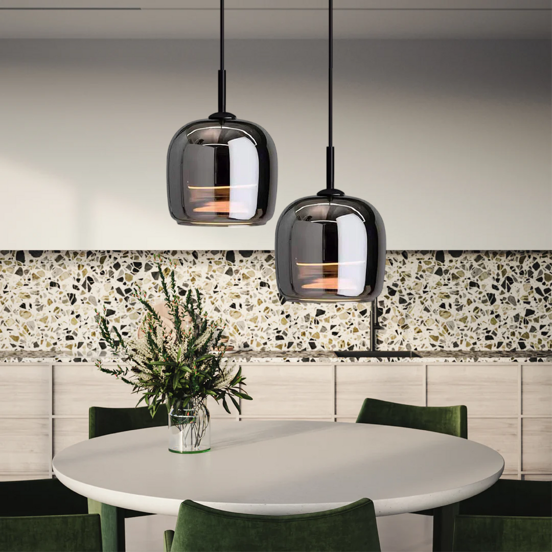 Skanto | Nordisk svart glasspendellampe med LED
