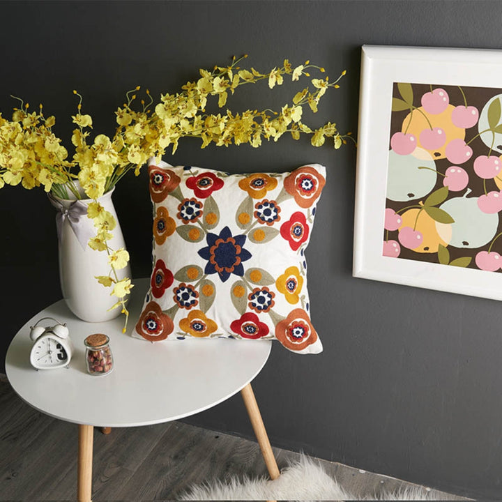 Skanto | Fleur Klassisk Broderi Fyrkantet Sofa Putetrekk