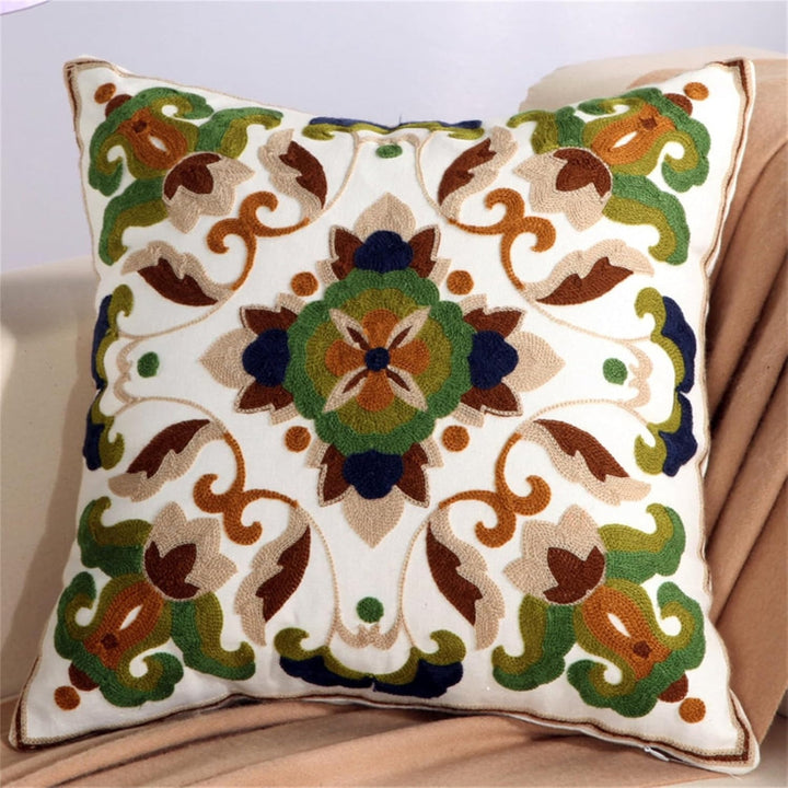 Skanto | Fleur Klassisk Broderi Fyrkantet Sofa Putetrekk