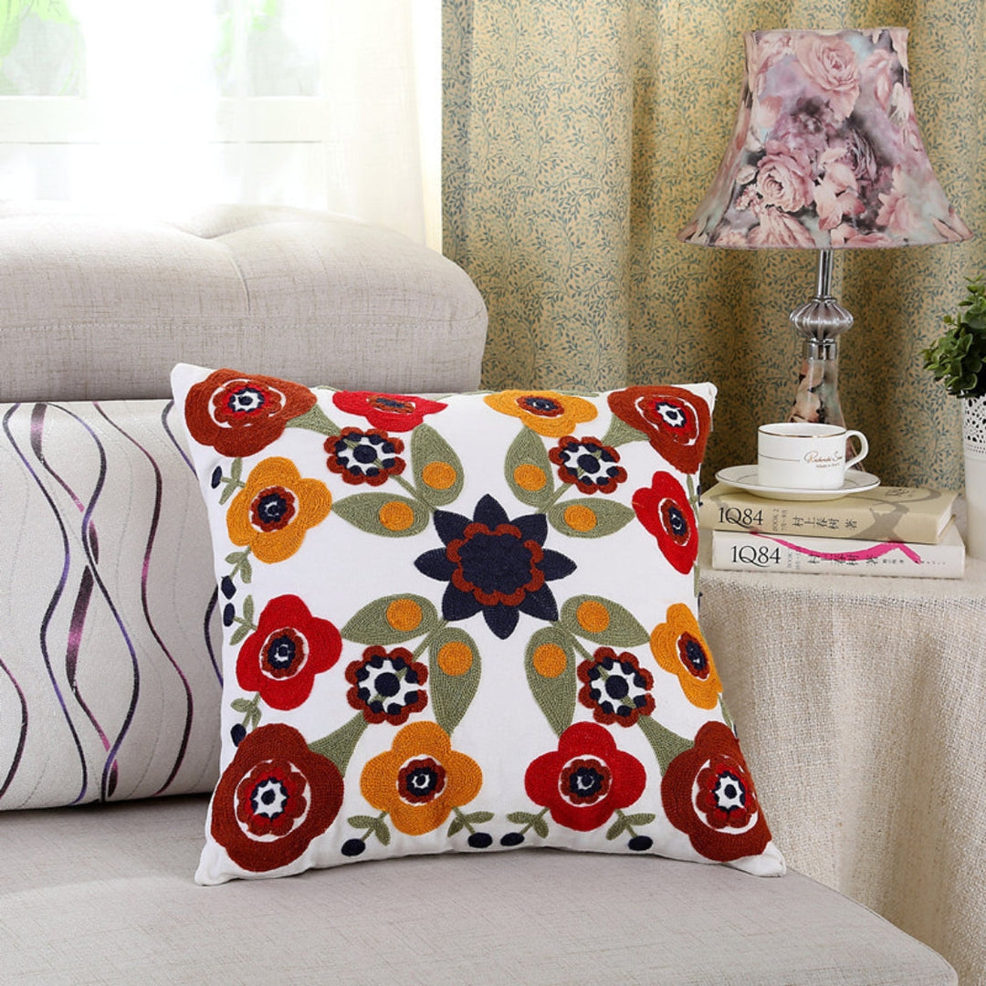 Skanto | Fleur Klassisk Broderi Fyrkantet Sofa Putetrekk