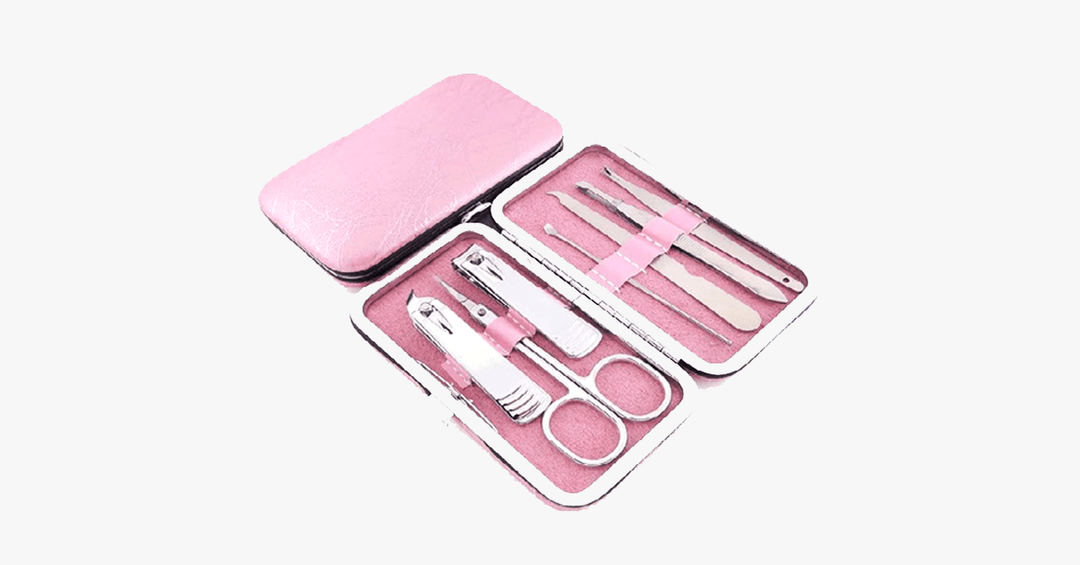 Skanto | 7-delt neglklipper sett - Leveres i et rosa etui - Perfekt for manicure!