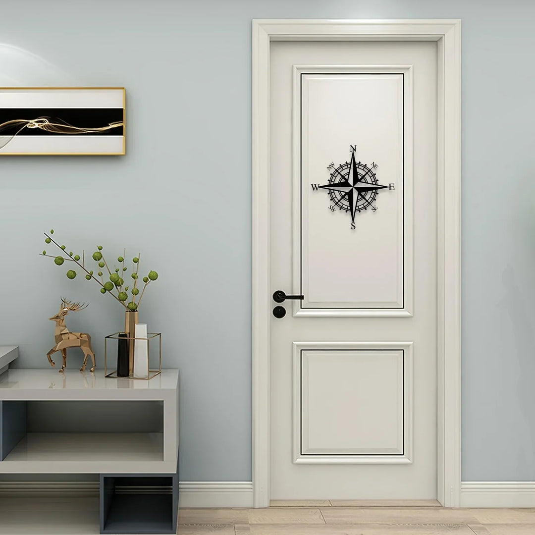 Nautisk Kompass Rose Jern Kunst Veggkunst 3D Metall Skulpturert Veggdekorasjon For Stue Spisestue Kreativ Moderne Nordisk Hjemme Kontor Dekor | Skanto