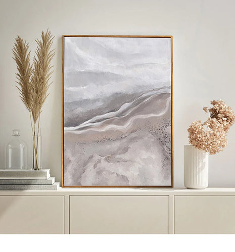 Nøytrale nyanser Rosa Abstrakt Havstrand Veggkunst Fine Art Lerret Trykk Minimalistiske Bilder For Stue Soveroms Kunst Dekor | Skanto