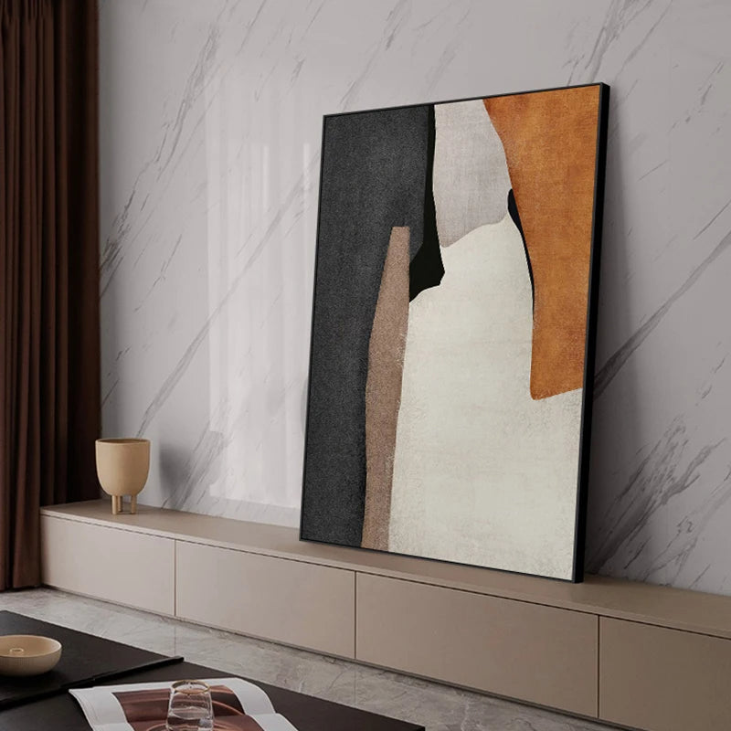 Nøytrale farger Fet fargeblokk Abstrakt veggkunst Fin kunst lerrettrykk Bilder for moderne stue soverom vestibyle kunstdekor | Skanto