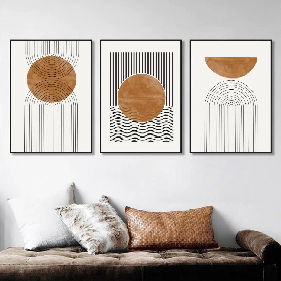 Nøytrale farger Geometrisk veggkunst Fin kunst Lerretstrykk Minimalsitisk bilder For Moderne stue Spisestue Soverom Kunst Dekor | Skanto