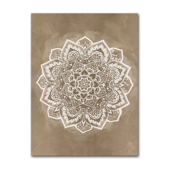 Nøytrale farger Rustikale Mandala Plakat Fine Art Lerretstrykk Veggkunst Bilder For Stue Soverom Kunst For Salong Spa Butikk Veggdekorasjon | Skanto