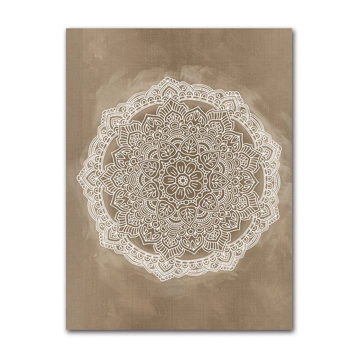 Nøytrale farger Rustikale Mandala Plakat Fine Art Lerretstrykk Veggkunst Bilder For Stue Soverom Kunst For Salong Spa Butikk Veggdekorasjon | Skanto