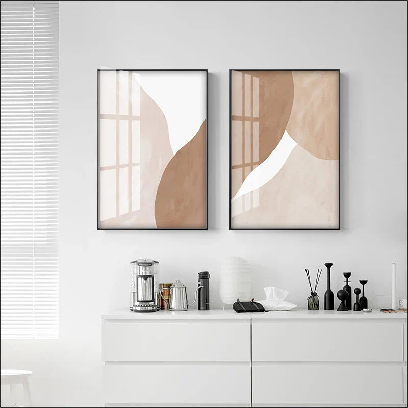 Nøytrale toner Beige Brun Hvit Abstrakt Veggkunst Fine Art Lerretsutskrifter Nordic Bilder for Stue Soverom Samtidsboliginnredning | Skanto