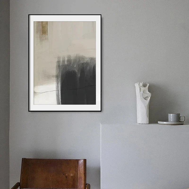 Beige Grå Sort Skandinavisk Abstrakt Veggkunst Fine Art Lerretstrykk Beige Grå Bilder For Minimalistisk Stuekunst For Samtidsinteriør | Skanto