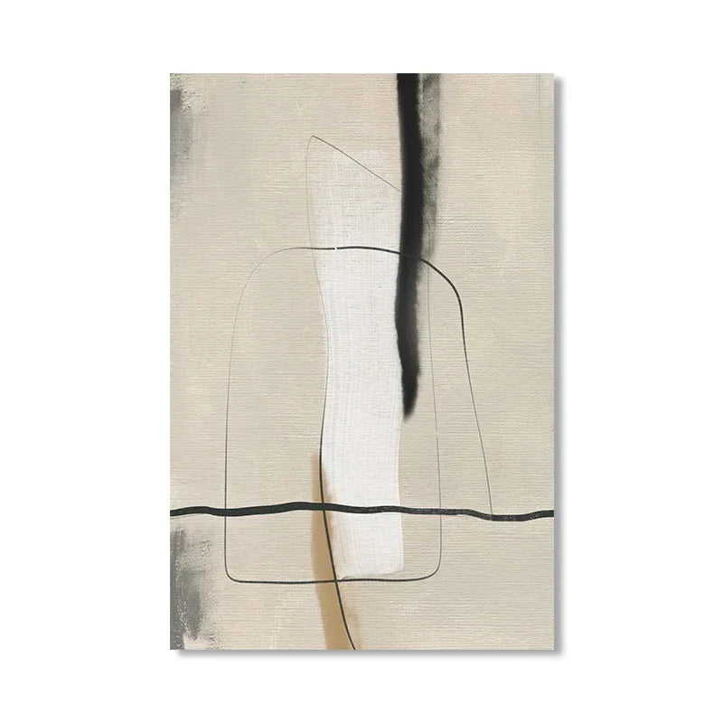 Beige Grå Sort Skandinavisk Abstrakt Veggkunst Fine Art Lerretstrykk Beige Grå Bilder For Minimalistisk Stuekunst For Samtidsinteriør | Skanto