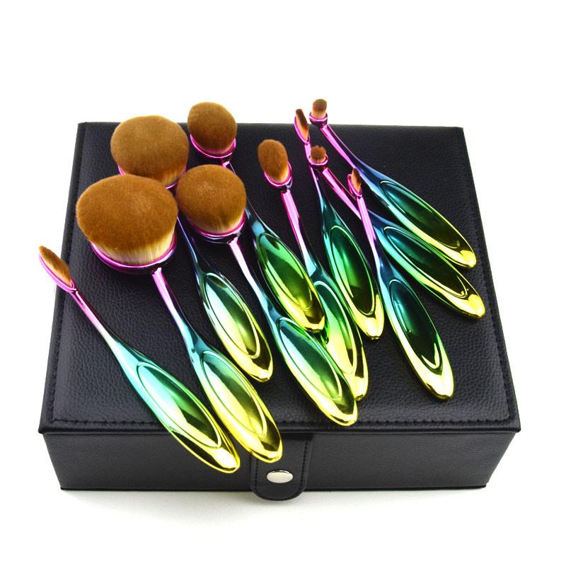 Rainbow Makeup Brushes - 10 Dels Sett | Skanto