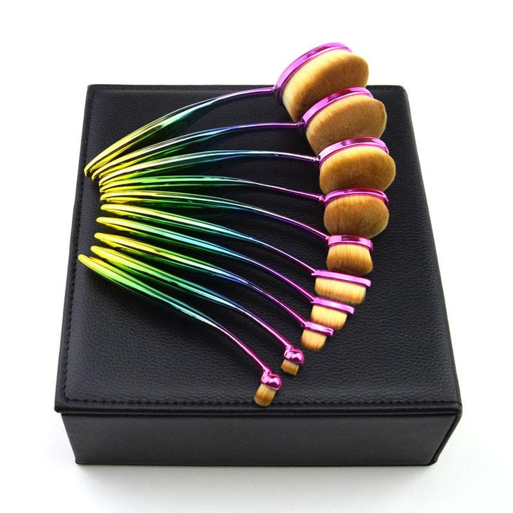 Rainbow Makeup Brushes - 10 Dels Sett | Skanto