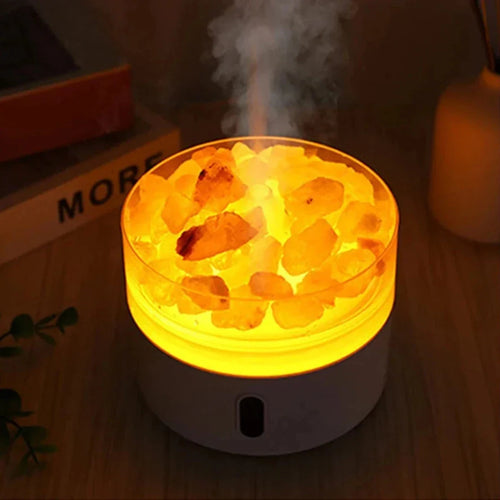 Skanto | Saltlampe Diffuser - USB Ultralyd Essensiell Olje Fuktiggjør med Himalaya Saltkrystaller & Nattlys