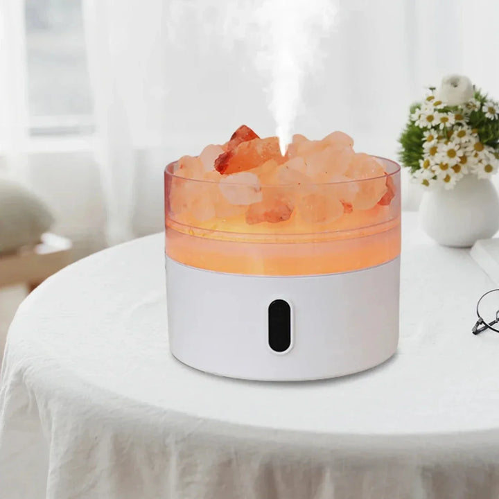 Skanto | Salt Lampe Diffuser - USB Ultrasonic Essensiell Olje Luftfukter med Himalaya Saltkrystaller & Nattlys