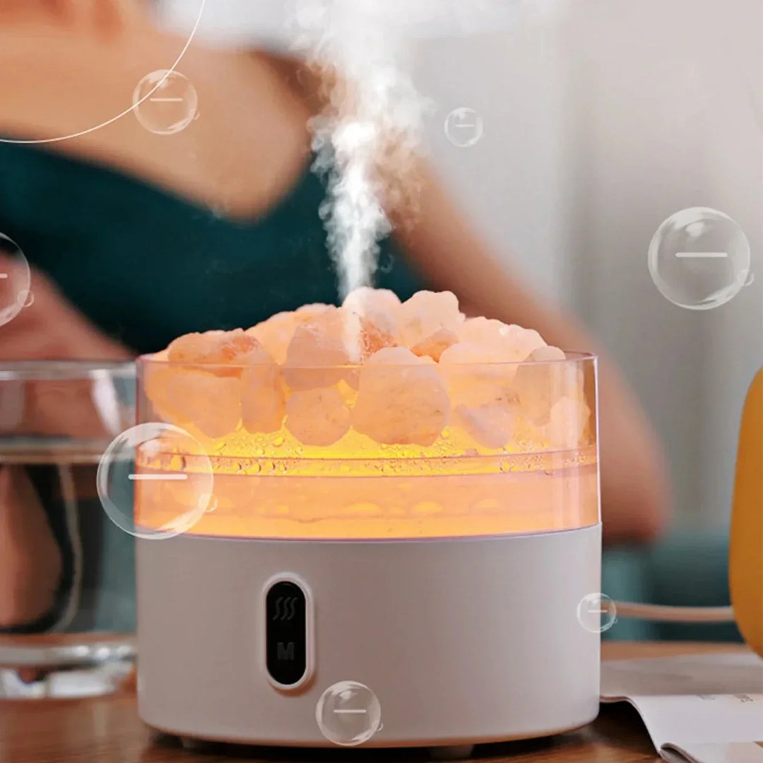 Skanto | Saltlampe Diffuser - USB Ultralyd Essensiell Olje Fuktiggjør med Himalaya Saltkrystaller & Nattlys