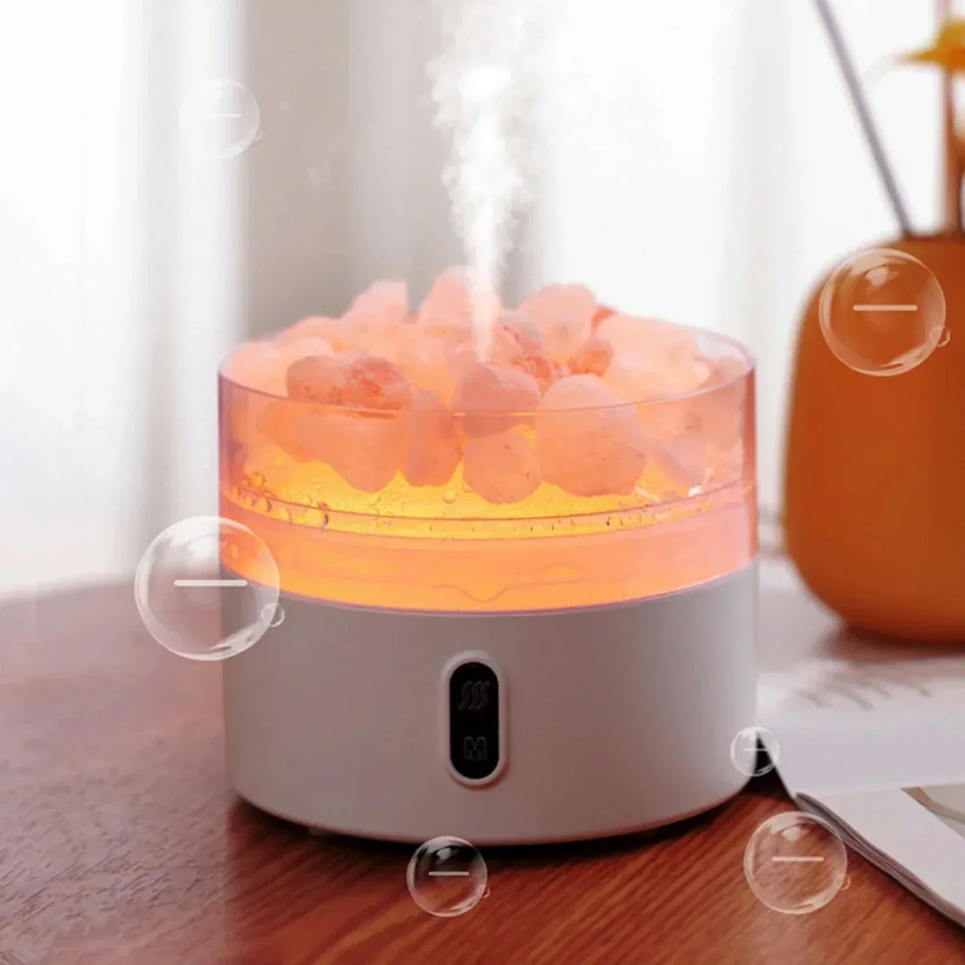 Skanto | Saltlampe Diffuser - USB Ultralyd Essensiell Olje Fuktiggjør med Himalaya Saltkrystaller & Nattlys