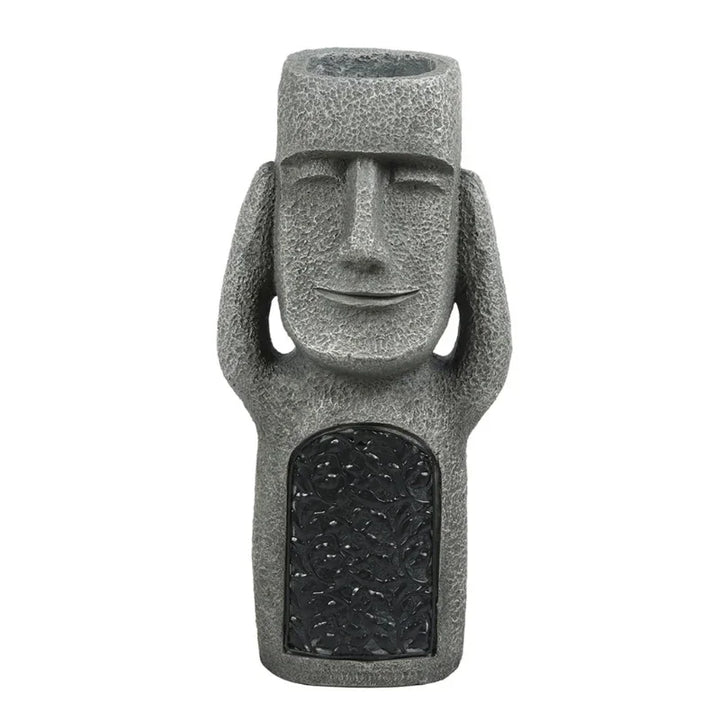 Påskeøya statue, blomsterpotte – LED belysning – for utendørs – hagedekorasjon