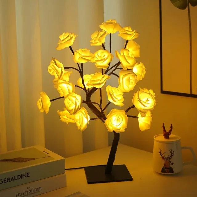 LED Tre Bordlampe – Romantisk Dekorativ Lys, Varmt Lys, Perfekt for Stue og Soverom | Skanto
