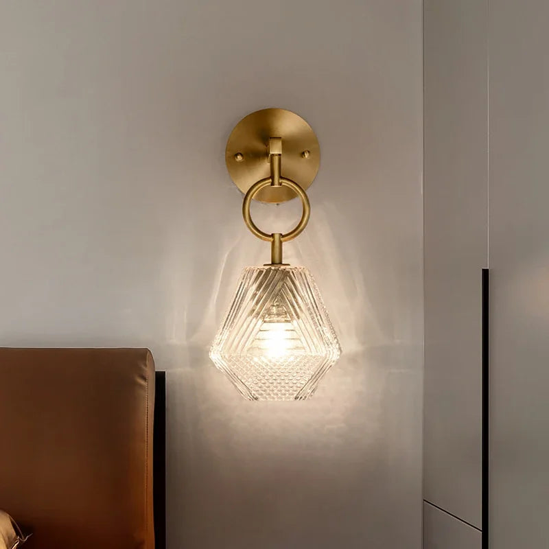 Moderne Glass Vegglampe i Vintage Stil - Vegglampe laget av Messing og Glass | Skanto