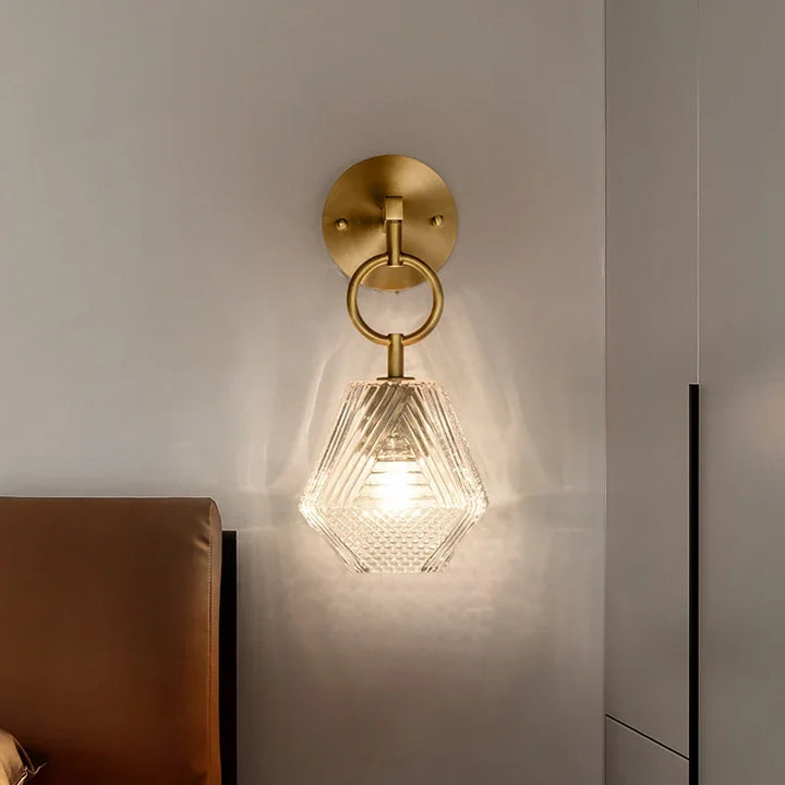 Moderne Glass Vegglampe i Vintage Stil - Vegglampe laget av Messing og Glass | Skanto