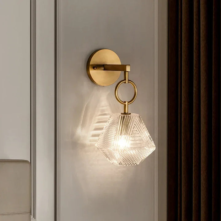 Moderne Glass Vegglampe i Vintage Stil - Vegglampe laget av Messing og Glass | Skanto