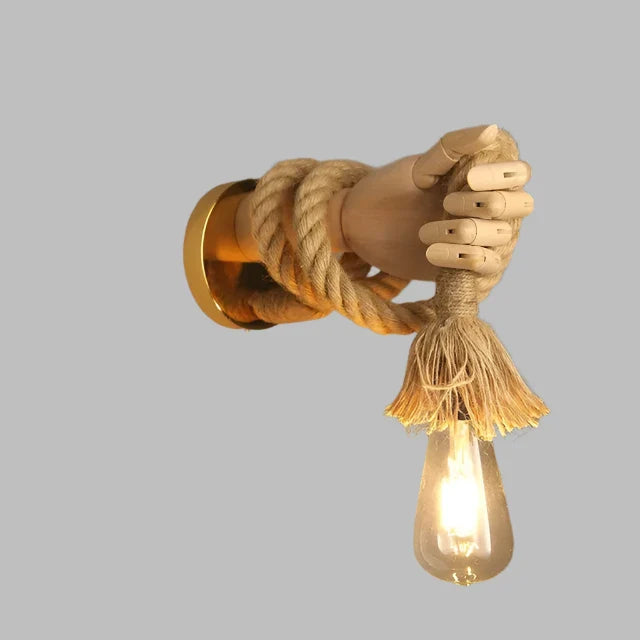 Kreativ vegglampe i tau-design med håndtak – Rustikk LED-lampe for stue og gang | Skanto
