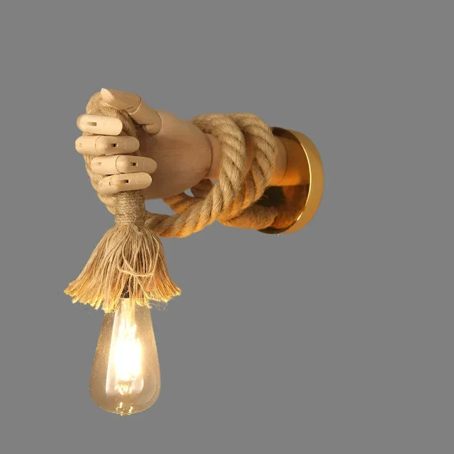 Kreativ vegglampe i tau-design med håndtak – Rustikk LED-lampe for stue og gang | Skanto