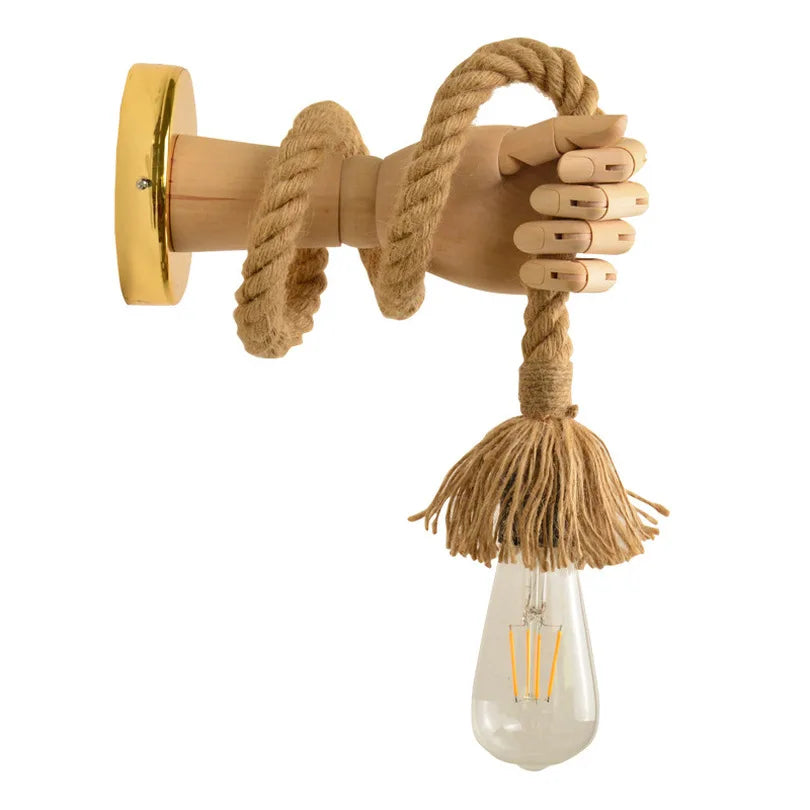 Kreativ vegglampe i tau-design med håndtak – Rustikk LED-lampe for stue og gang | Skanto