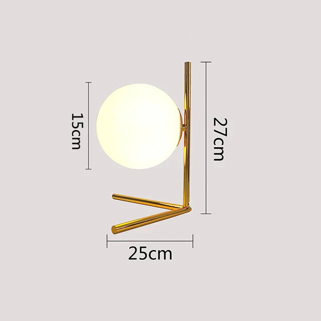Nordic LED bordlampe med glasskule – Minimalistisk design for stue og soverom | Skanto