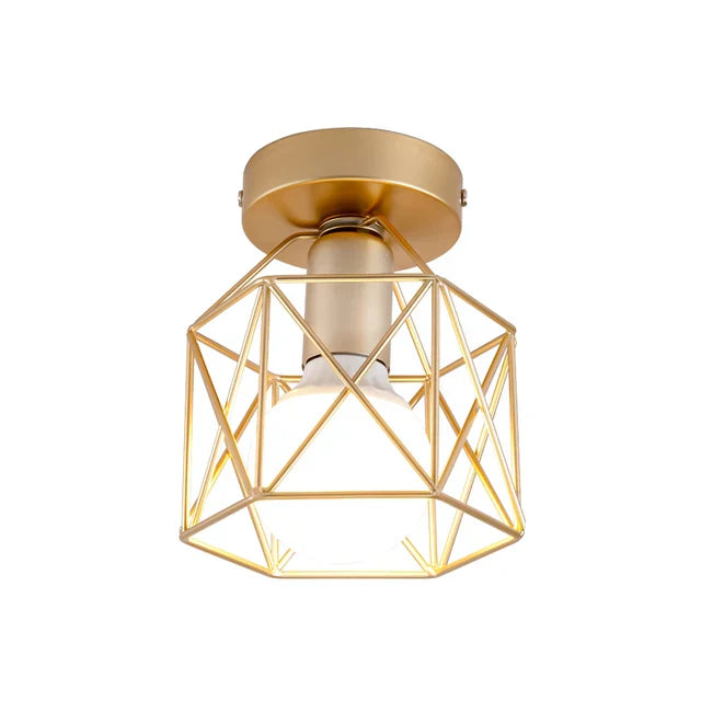 Moderne taklampe med gyldent metallgitter – Stilig belysning for gang og stue | Skanto