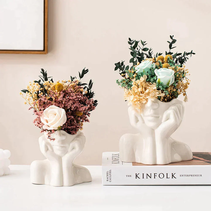 "Unik og Moderne Keramikkvase, Dekorativ Blomsterkruvase for Stue og Kontor" | Skanto