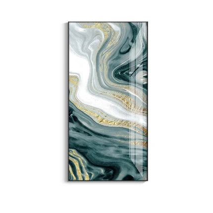 Nordic Aqua Blå Grønn Gylden Flytende Marmor Trykk Vegg Kunst Fine Art Lerret Utskrifter Bilder For Luksus Stue Foyer Hotellrom Dekor | Skanto