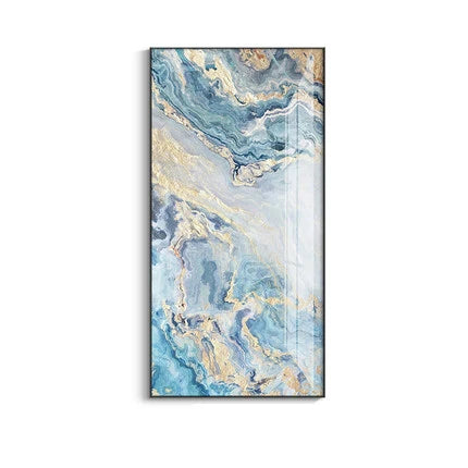 Nordic Aqua Blå Grønn Gylden Flytende Marmor Trykk Vegg Kunst Fine Art Lerret Utskrifter Bilder For Luksus Stue Foyer Hotellrom Dekor | Skanto