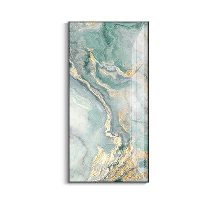 Nordic Aqua Blå Grønn Gylden Flytende Marmor Trykk Vegg Kunst Fine Art Lerret Utskrifter Bilder For Luksus Stue Foyer Hotellrom Dekor | Skanto