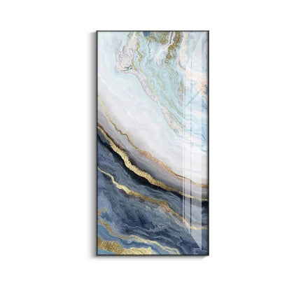 Nordic Aqua Blå Grønn Gylden Flytende Marmor Trykk Vegg Kunst Fine Art Lerret Utskrifter Bilder For Luksus Stue Foyer Hotellrom Dekor | Skanto