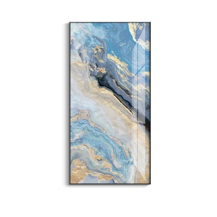 Nordic Aqua Blå Grønn Gylden Flytende Marmor Trykk Vegg Kunst Fine Art Lerret Utskrifter Bilder For Luksus Stue Foyer Hotellrom Dekor | Skanto