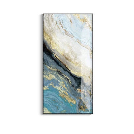 Nordic Aqua Blå Grønn Gylden Flytende Marmor Trykk Vegg Kunst Fine Art Lerret Utskrifter Bilder For Luksus Stue Foyer Hotellrom Dekor | Skanto