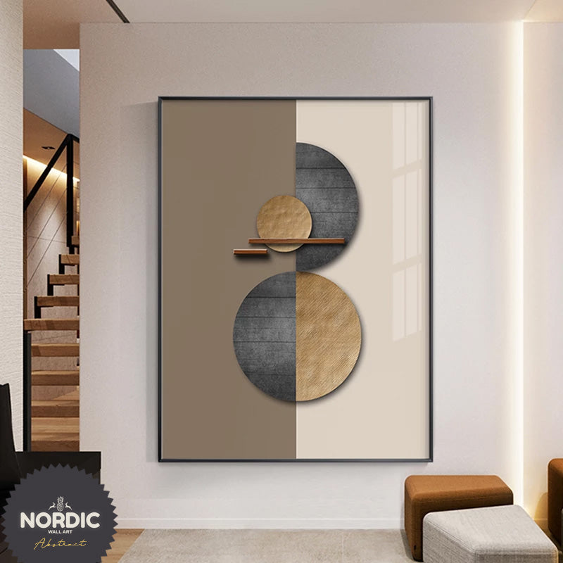Nordic Abstrakt Spherical Geometrisk Veggkunst Fine Art Lerret utskrifter Nøytral Farge Bilder For Luksus Stue Soverom Hjemme Kontor Interiør Dekor | Skanto