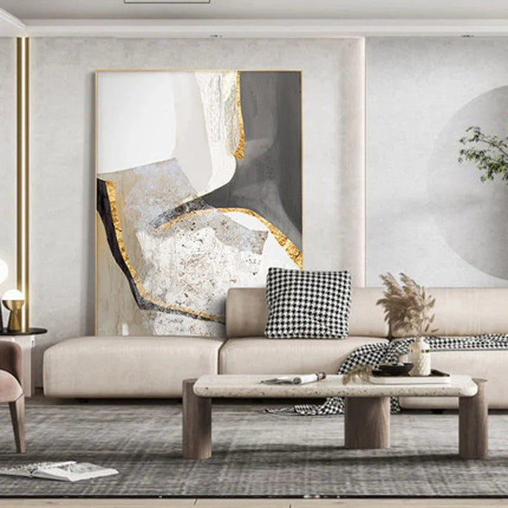 Nordisk Abstrakt Geomorfisk Nøytrale Farger Gylden Beige Grå Veggkunst Fine Art Lærrede Utskrifter Bilder For Moderne Leilighet Stue Dekor | Skanto