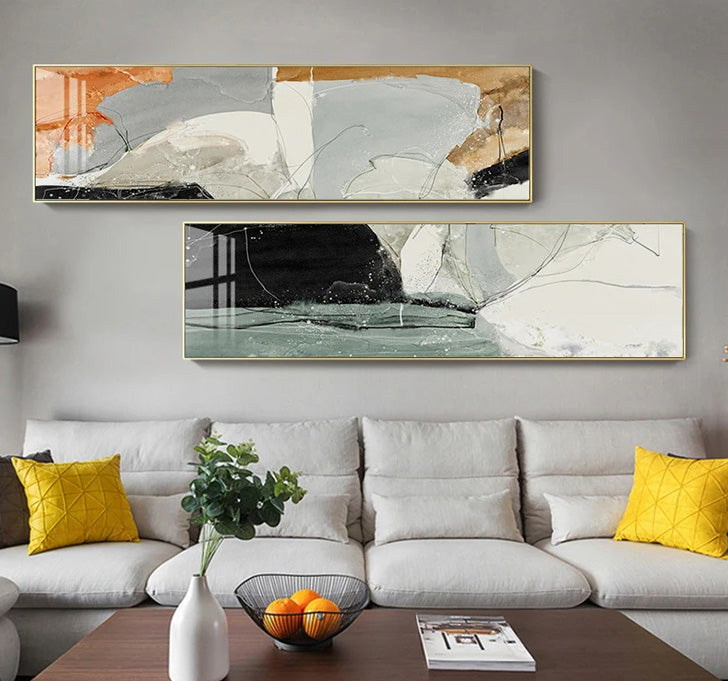 Nordic Geomorphe Abstrakt Breddeformat Vegkunst Fine Art Lerrettrykk Moderne Bilder For Over Sengen Moderne Stuekunst For Over Sofaen | Skanto