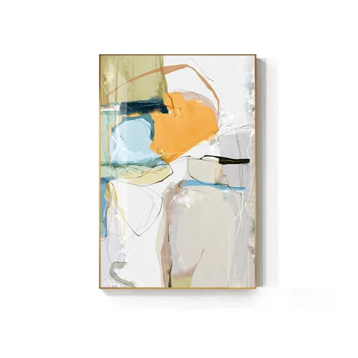 Nordisk Geomorfisk Fargekaos Abstrakt Veggkunst Fine Art Lerretsutskrifter Bilder for moderne Leilighet Stue samtidsmøblering | Skanto