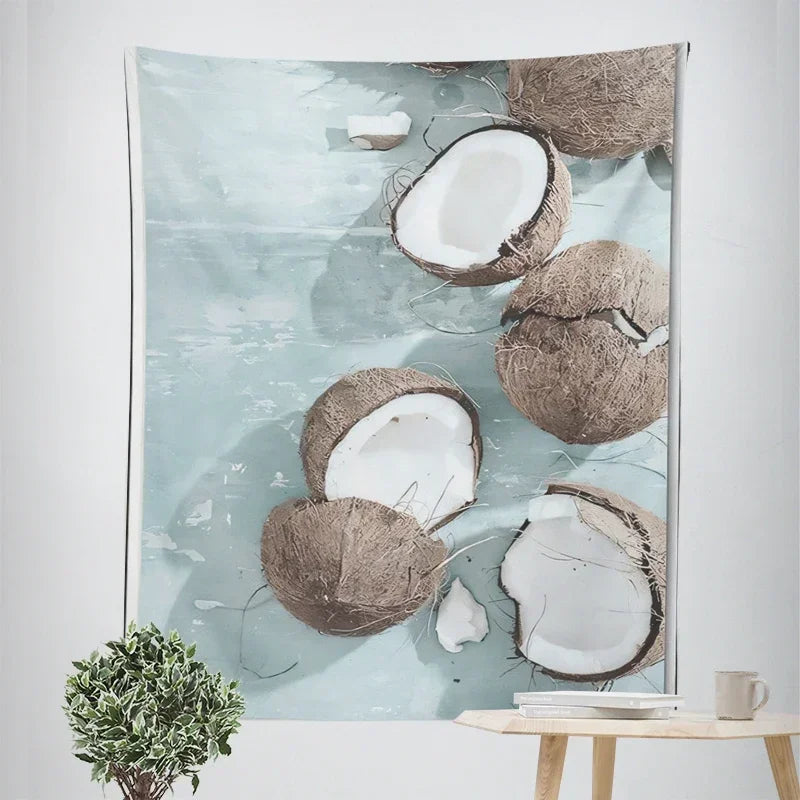 Nordic Hengende Veggteppe Dekorasjon 100% Polyester Trykte Havlandskap Sol Hav & Sandstrand Blå Himmel Veggtepper Bilder av Ro for stuen | Skanto