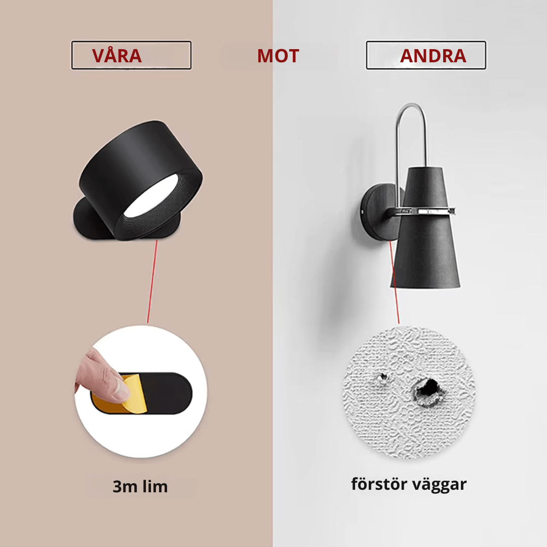 Skanto | Trådløs nordisk vegglampe med fjernkontroll