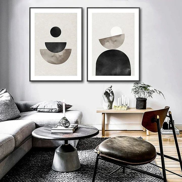 Nordic Minimalist Geometrisk Abstrakt Veggkunst Fin Kunst Lerretsutskrifter Beige Svart Abstrakte Bilder For Moderne Leilighet Dekor | Skanto