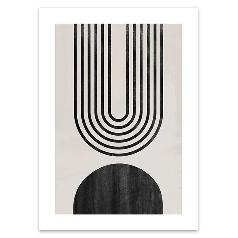 Nordic Minimalist Geometrisk Abstrakt Veggkunst Fin Kunst Lerretsutskrifter Beige Svart Abstrakte Bilder For Moderne Leilighet Dekor | Skanto