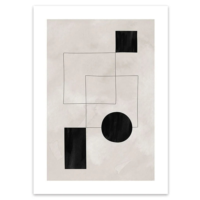 Nordic Minimalist Geometrisk Abstrakt Veggkunst Fin Kunst Lerretsutskrifter Beige Svart Abstrakte Bilder For Moderne Leilighet Dekor | Skanto