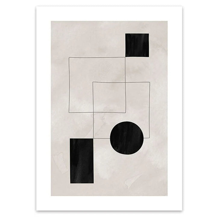 Nordic Minimalist Geometrisk Abstrakt Veggkunst Fin Kunst Lerretsutskrifter Beige Svart Abstrakte Bilder For Moderne Leilighet Dekor | Skanto
