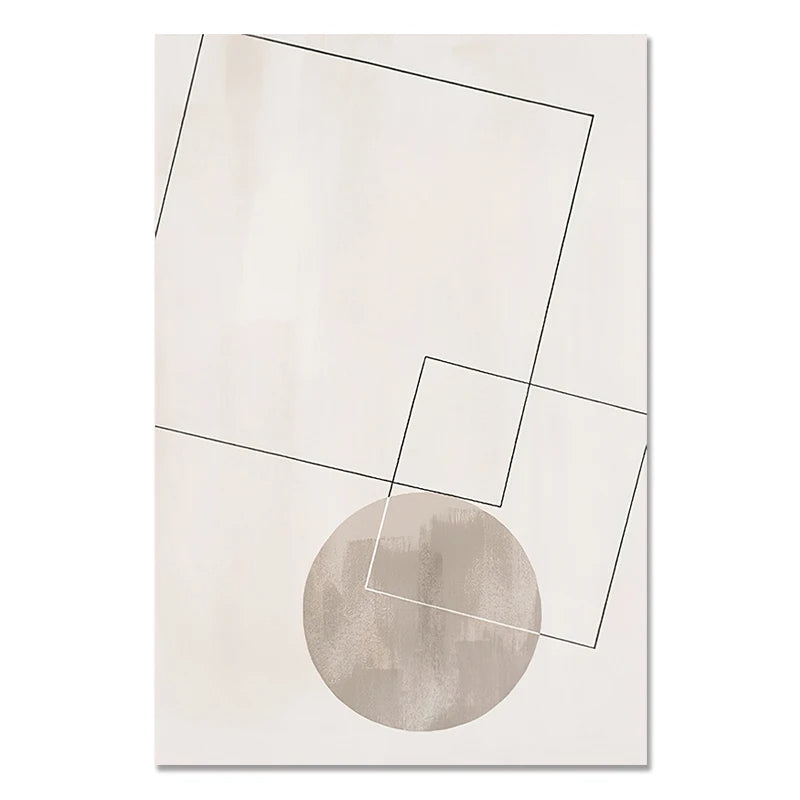 Nordic Minimalist Geometrisk Abstrakt Veggkunst Fin Kunst Lerretsutskrifter Beige Svart Abstrakte Bilder For Moderne Leilighet Dekor | Skanto