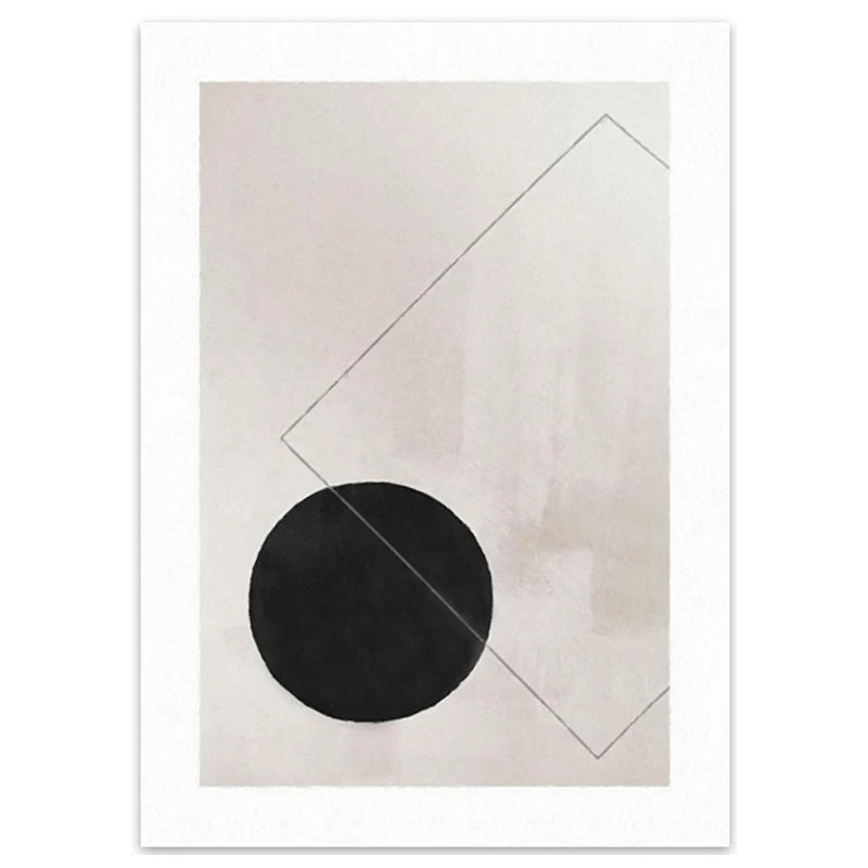 Nordic Minimalist Geometrisk Abstrakt Veggkunst Fin Kunst Lerretsutskrifter Beige Svart Abstrakte Bilder For Moderne Leilighet Dekor | Skanto
