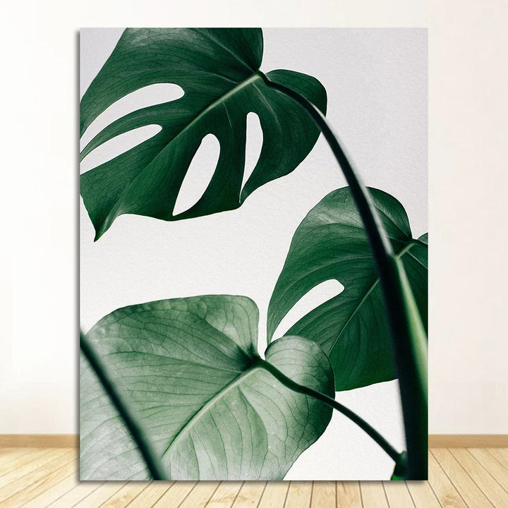 Nordic Tropical Green Leaf Nature Posters Veggkunst Fin Kunst Lerrettrykk Ambient Bilder av Ro for Stue Spisestue Hjemmekontor Dekor | Skanto